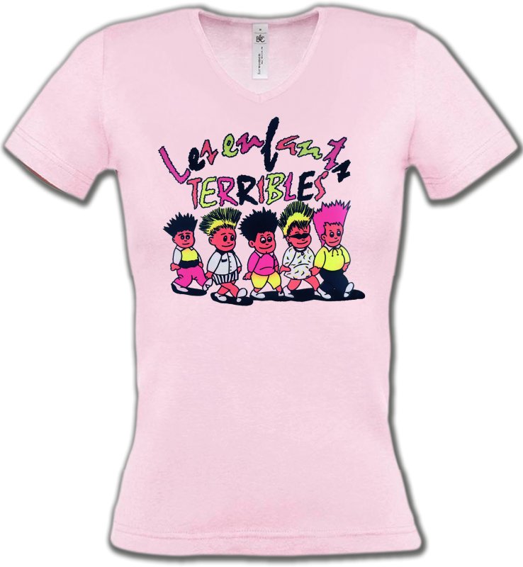 T-Shirts Col V Femmes Humour/amour Les enfants terribles