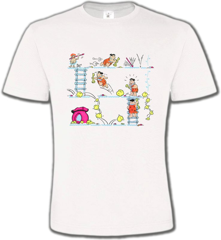 T-Shirts Col Rond Unisexe Humour/amour La famille Pierre à Feu (B)
