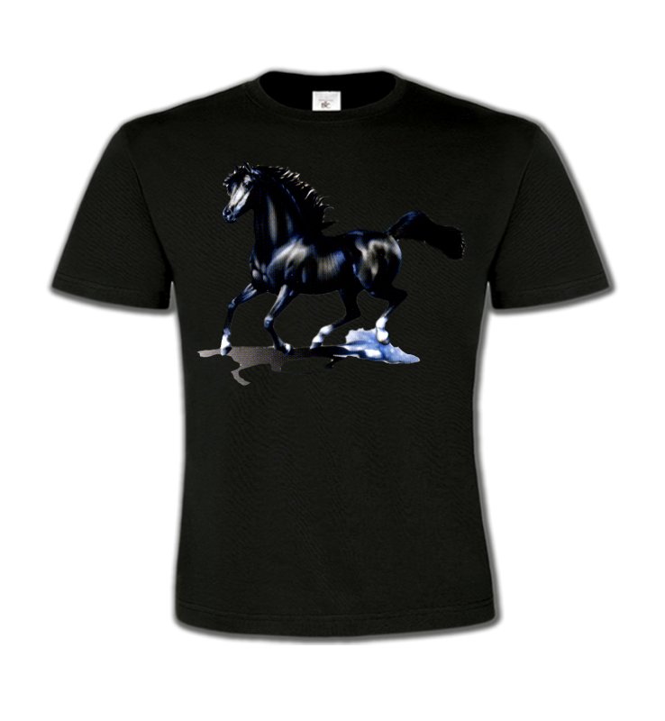 T-Shirts Col Rond Enfants Cheval pur sang cheval noir (O)
