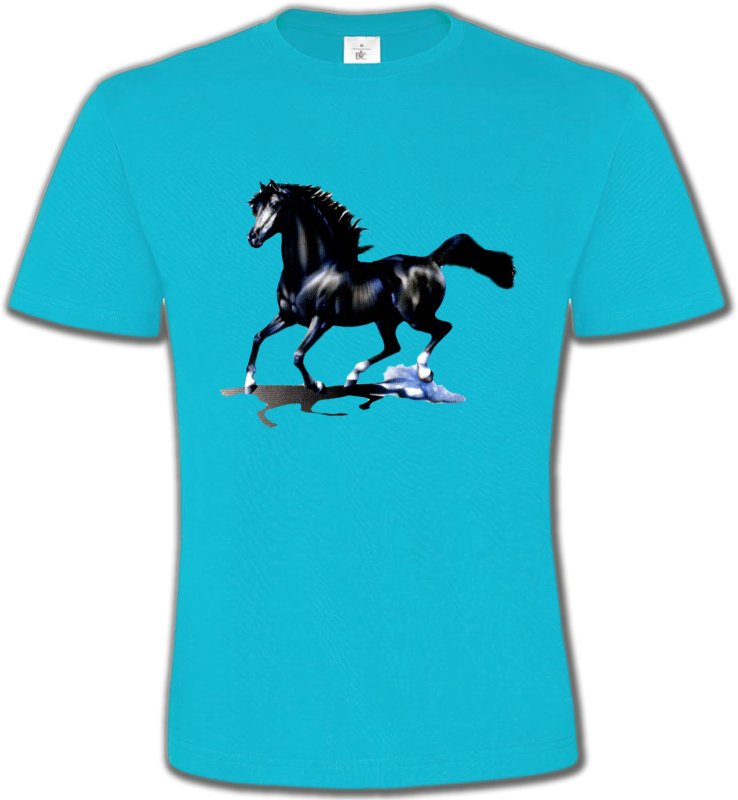 T-Shirts Col Rond Unisexe Cheval pur sang cheval noir (O)