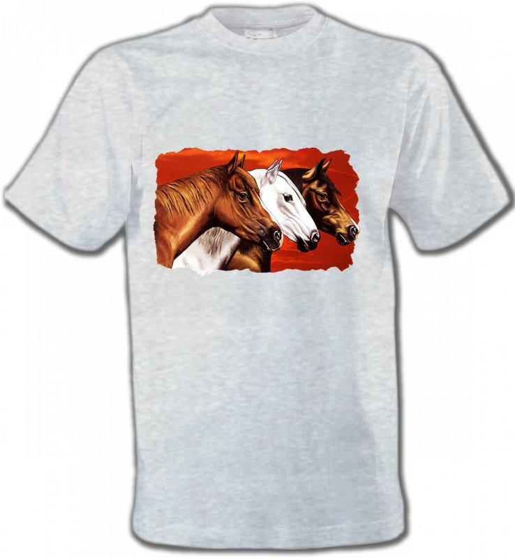 T-Shirts Col Rond Unisexe Cheval Têtes de chevaux (B4)