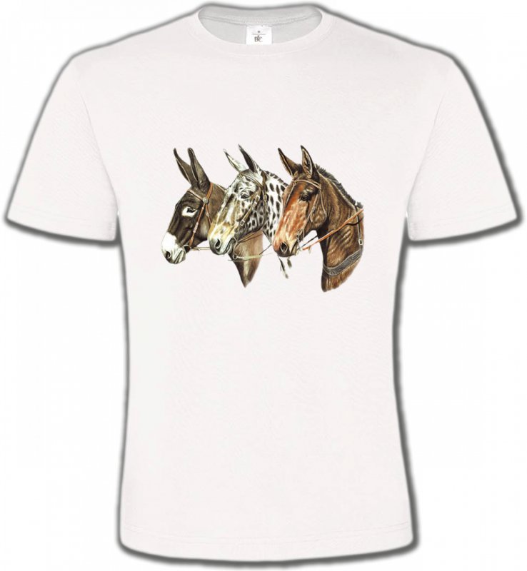 T-Shirts Col Rond Unisexe Cheval Têtes de chevaux (F)