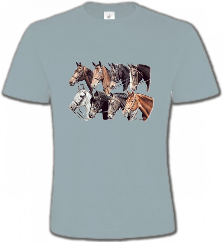 T-Shirts Col Rond Unisexe Cheval Têtes de chevaux (L2)