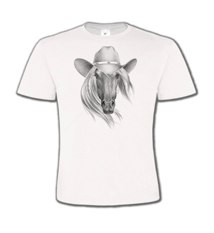 T-Shirts Col Rond Enfants Cheval Tête de cheval avec chapeau (S)
