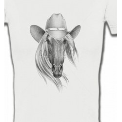 T-Shirts Cheval Tête de cheval avec chapeau (S)