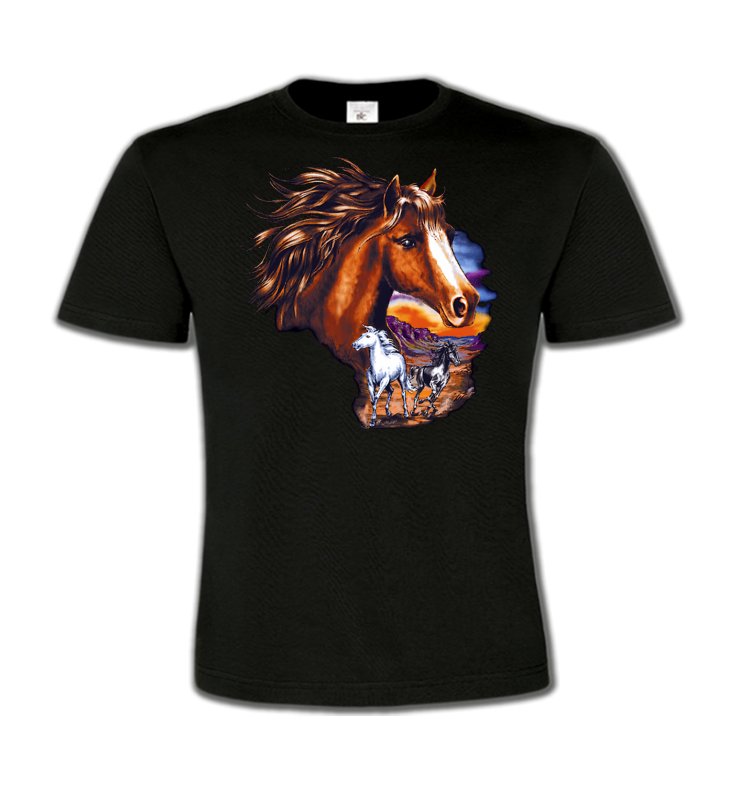 T-Shirts Col Rond Enfants Cheval Canik chevaux au crépuscule sauvages (P)