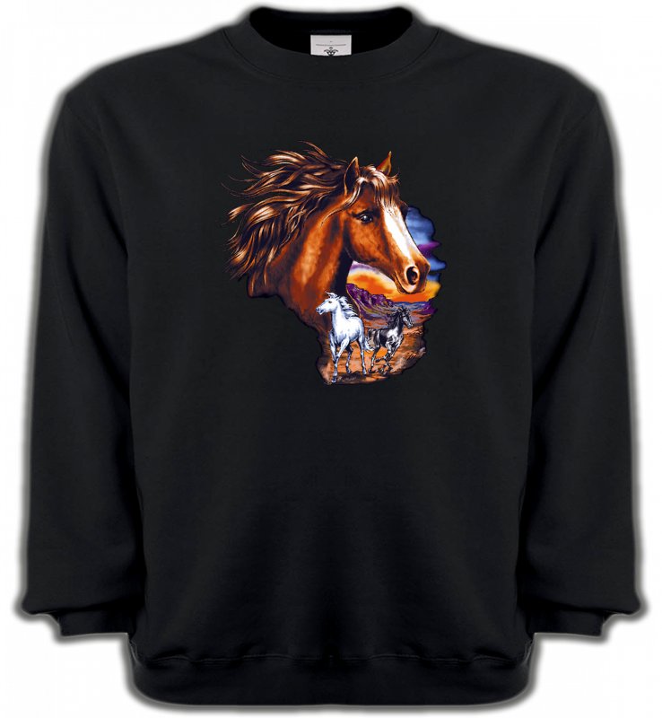 Sweatshirts Unisexe Cheval Canik chevaux au crépuscule sauvages (P)