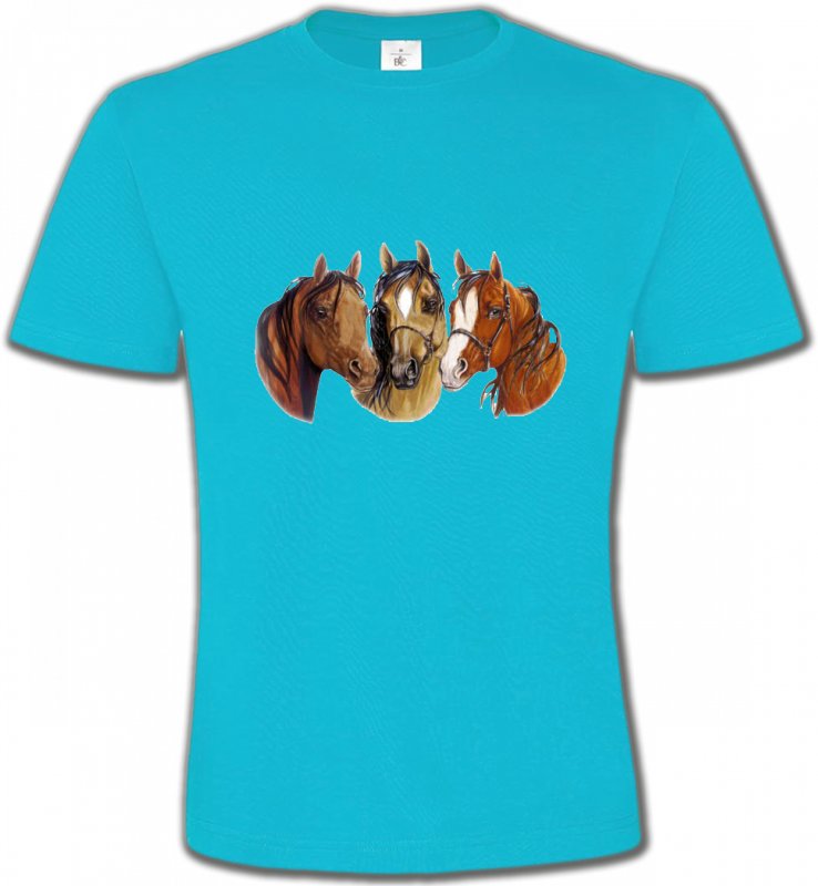 T-Shirts Col Rond Unisexe Cheval Chevaux (Y)