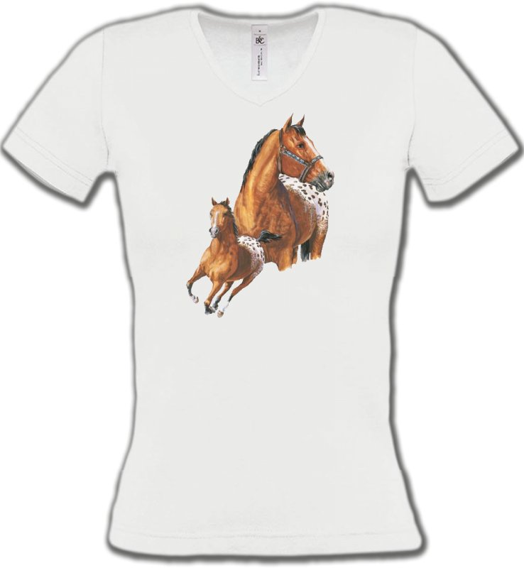 T-Shirts Col V Femmes Cheval T-shirt cheval Appaloosa (G)
