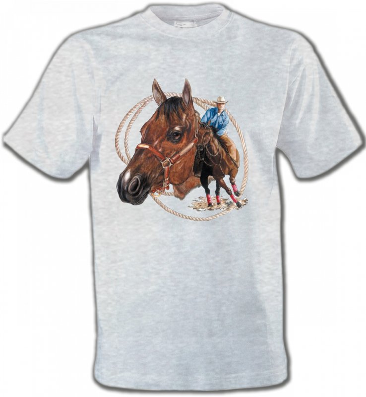 T-Shirts Col Rond Unisexe Cheval Cowboy et son cheval (E2)