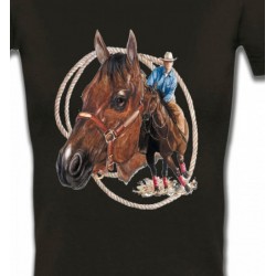 T-Shirts Cheval Cowboy et son cheval (E2)