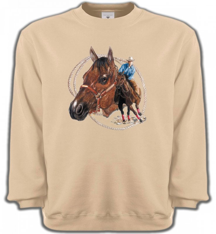 Sweatshirts Unisexe Cheval Cowboy et son cheval (E2)