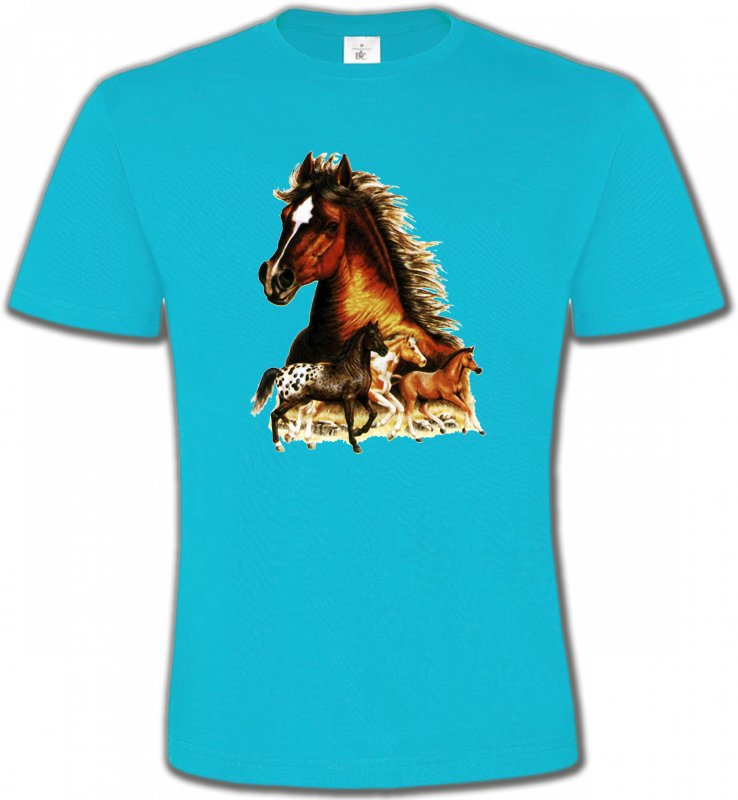 T-Shirts Col Rond Unisexe Cheval Chevaux (F)