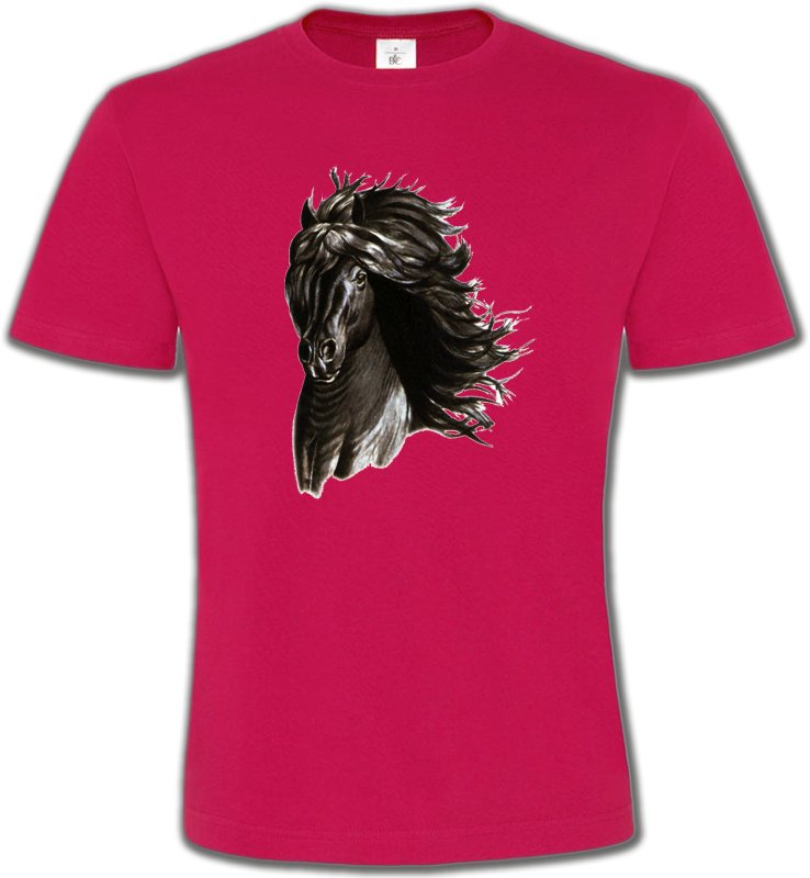 T-Shirts Col Rond Unisexe Cheval Cheval noir