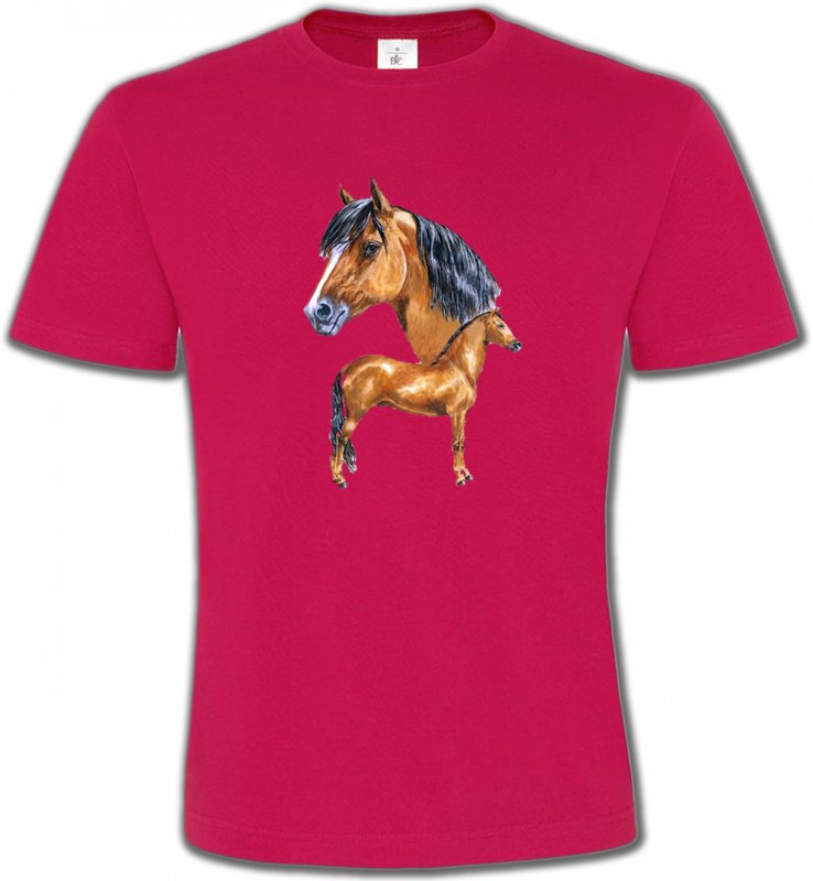 T-Shirts Col Rond Unisexe Cheval Cheval brun (X)