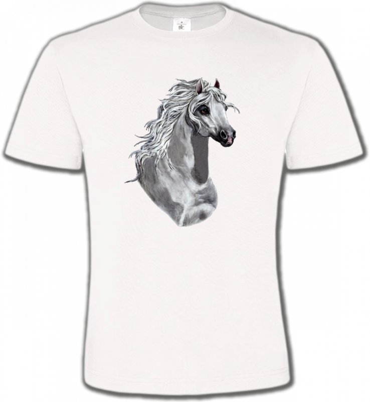T-Shirts Col Rond Unisexe Cheval Cheval Blanc (T)