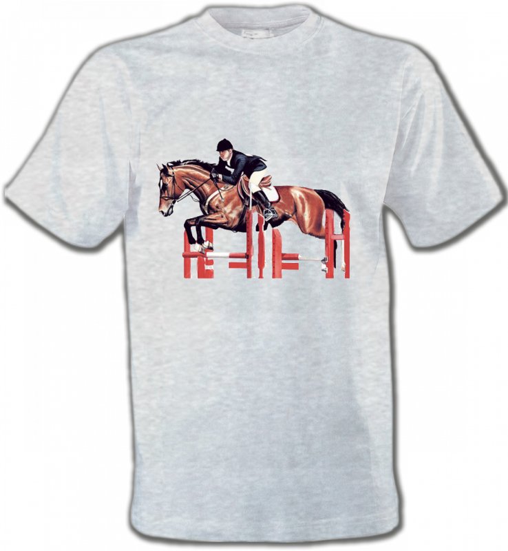 T-Shirts Col Rond Unisexe Cheval Cheval d'equitation