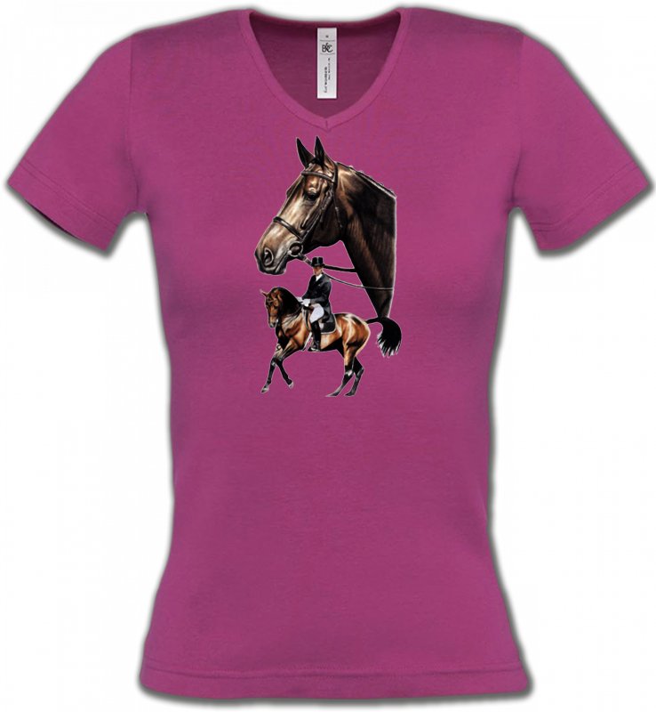 T-Shirts Col V Femmes Cheval cheval dressage