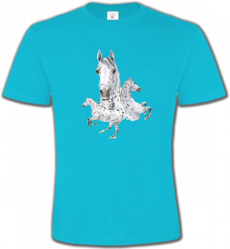 T-Shirts Col Rond Unisexe Cheval Cheval Blanc