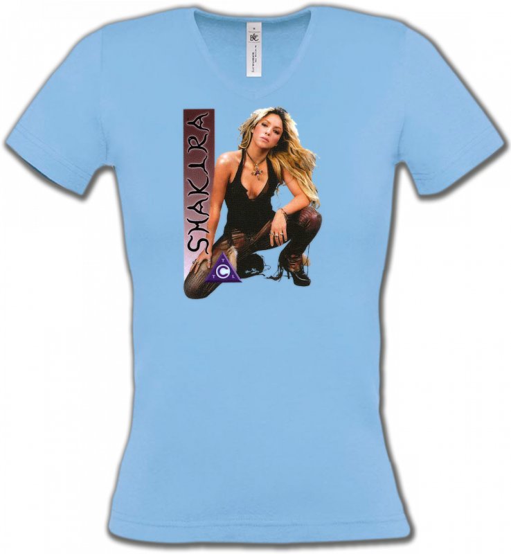 T-Shirts Col V Femmes Célébrités Shakira