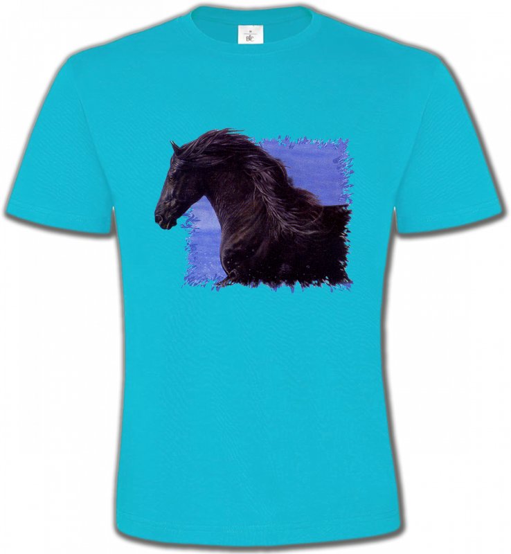 T-Shirts Col Rond Unisexe Cheval Frison Cheval (N)