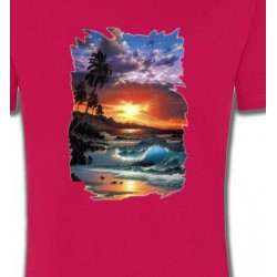 T-Shirts Nature et paysages Coucher de soleil à la plage (S)