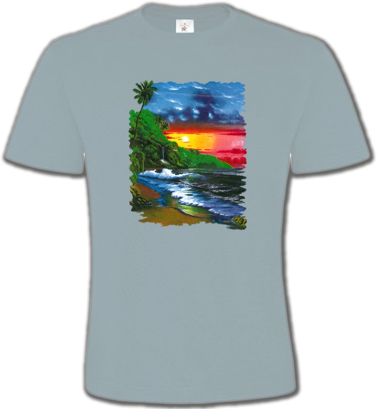 T-Shirts Col Rond Unisexe Nature et paysages Coucher de soleil sur la mer