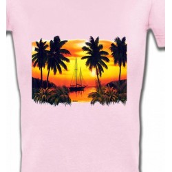T-Shirts Nature et paysages Coucher de soleil sous les palmiers
