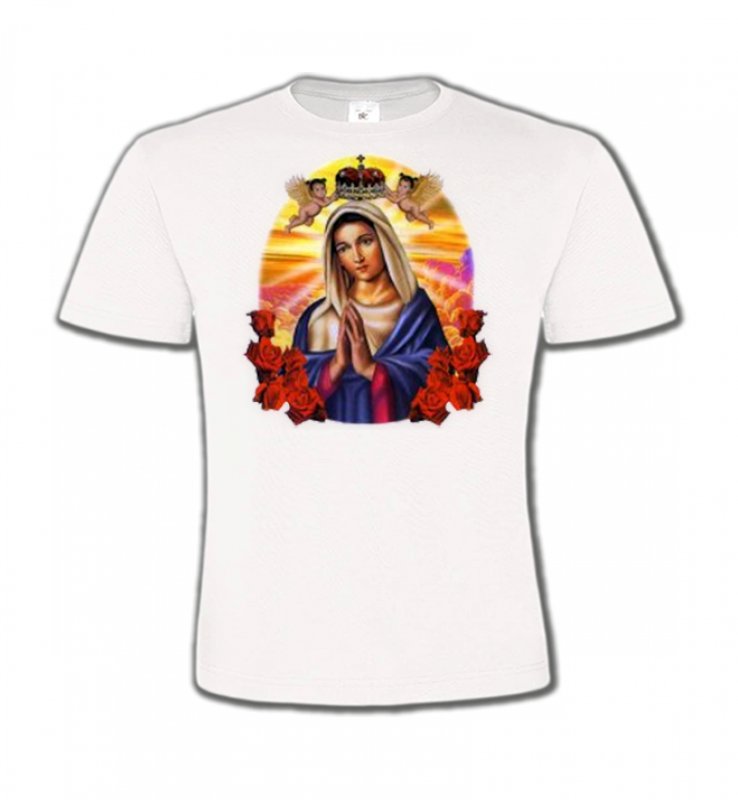 T-Shirts Col Rond Enfants Religion Sainte Vierge avec roses