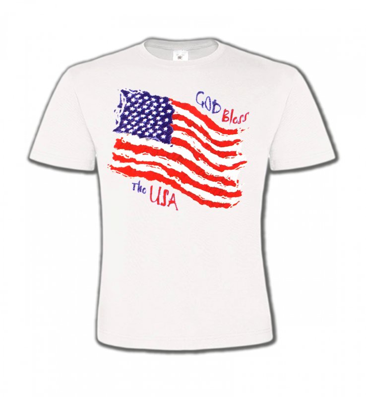 T-Shirts Col Rond Enfants Patriotisme Drapeau God bless the USA