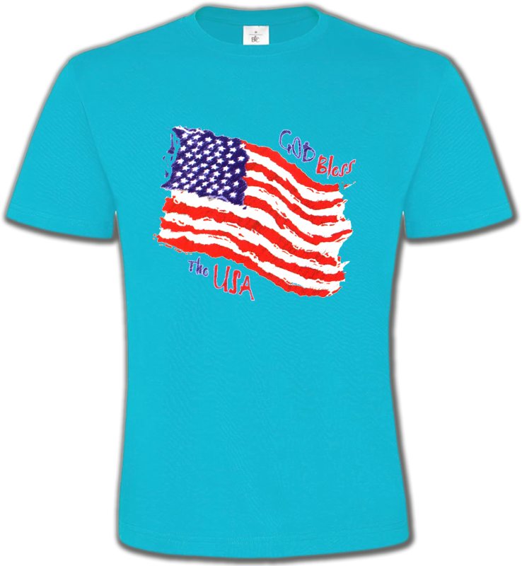 T-Shirts Col Rond Unisexe Patriotisme Drapeau God bless the USA