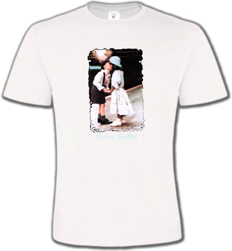 T-Shirts Col Rond Unisexe Fleurs/Romantique Deux enfants bisou
