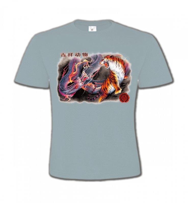 T-Shirts Col Rond Enfants Dragons Dragon et Tigre (U4)