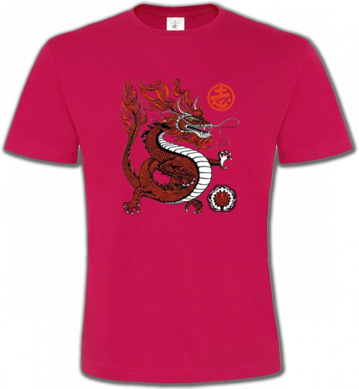 T-Shirts Col Rond Unisexe Signes astrologiques Dragon rouge chinois (H2)