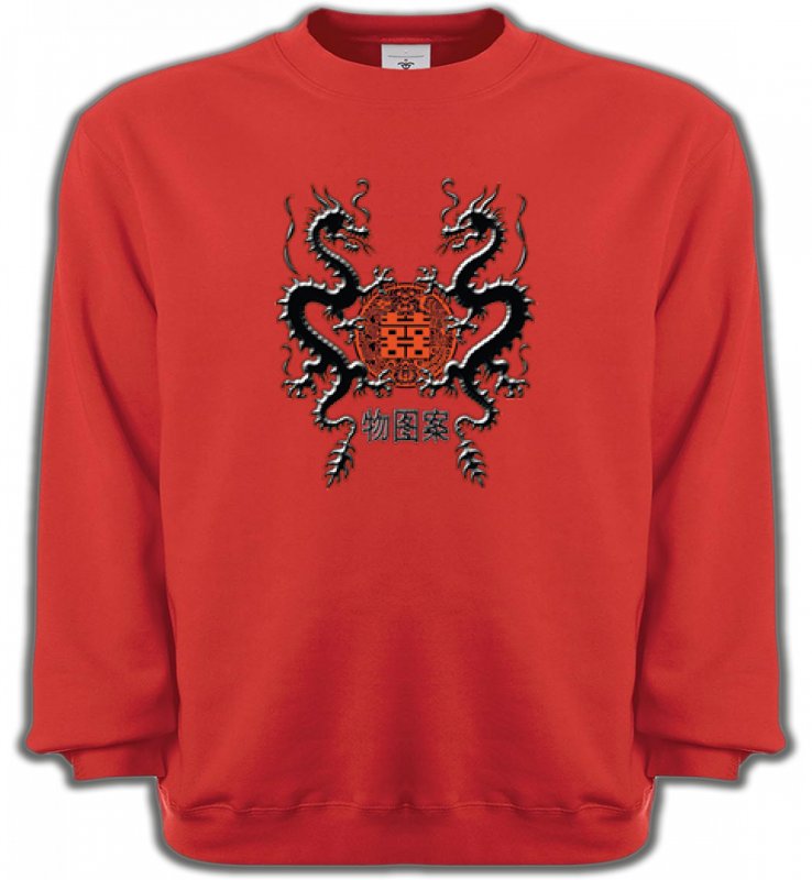 Sweatshirts Unisexe Signes astrologiques Dragons noirs chinois (A4)
