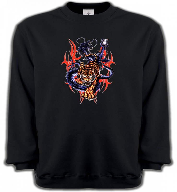 Sweatshirts Unisexe Dragons Dragon bleu et Tigre (E4)