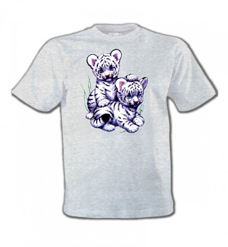 T-Shirts Col Rond Enfants Enfants Bébés tigres blancs (I3)