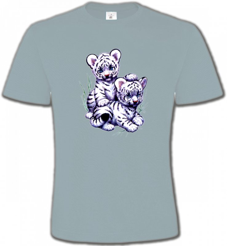 T-Shirts Col Rond Unisexe Enfants Bébés tigres blancs (I3)