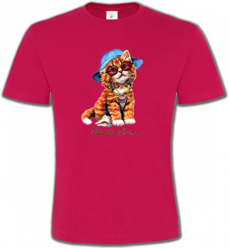 T-Shirts Col Rond Unisexe Races de chats Chaton tigré roux  (W)