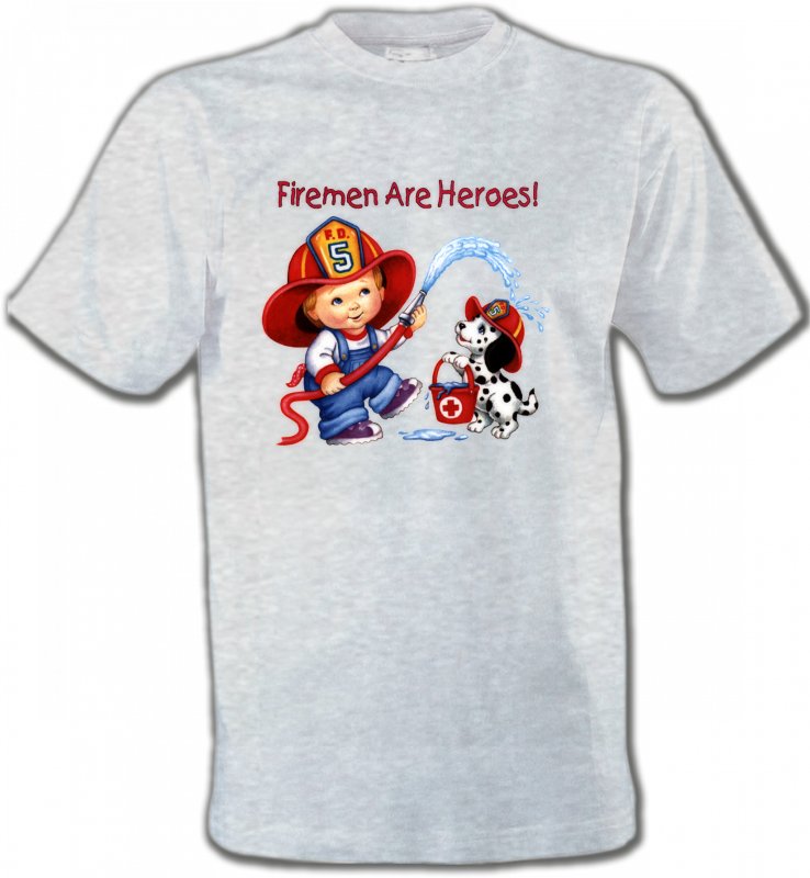 T-Shirts Col Rond Unisexe Enfants Enfant pompier (F2)