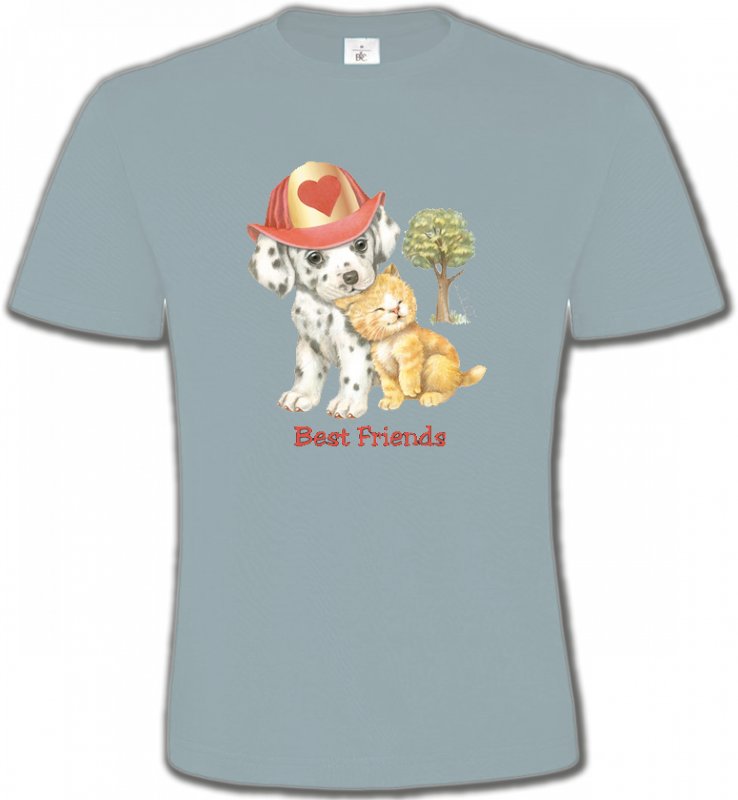 T-Shirts Col Rond Unisexe Enfants Chiot et chaton  (I)