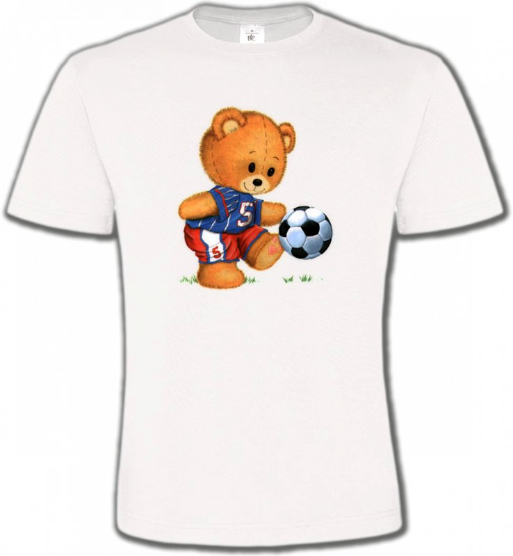 T-Shirts Col Rond Unisexe Enfants Nounours au football (U)