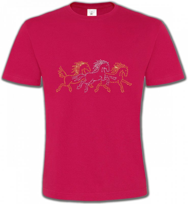 T-Shirts Col Rond Unisexe Strass & Paillettes Chevaux strass