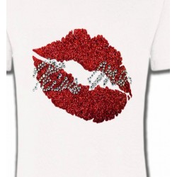 T-Shirts T-Shirts Col Rond Enfants Strass Lèvres Kiss Me