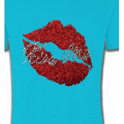 T-Shirts Strass & Paillettes Strass Lèvres Kiss Me