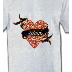 T-Shirts Strass & Paillettes Strass Coeur Love