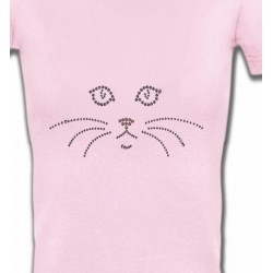 T-Shirts Strass & Paillettes Chat en Strass