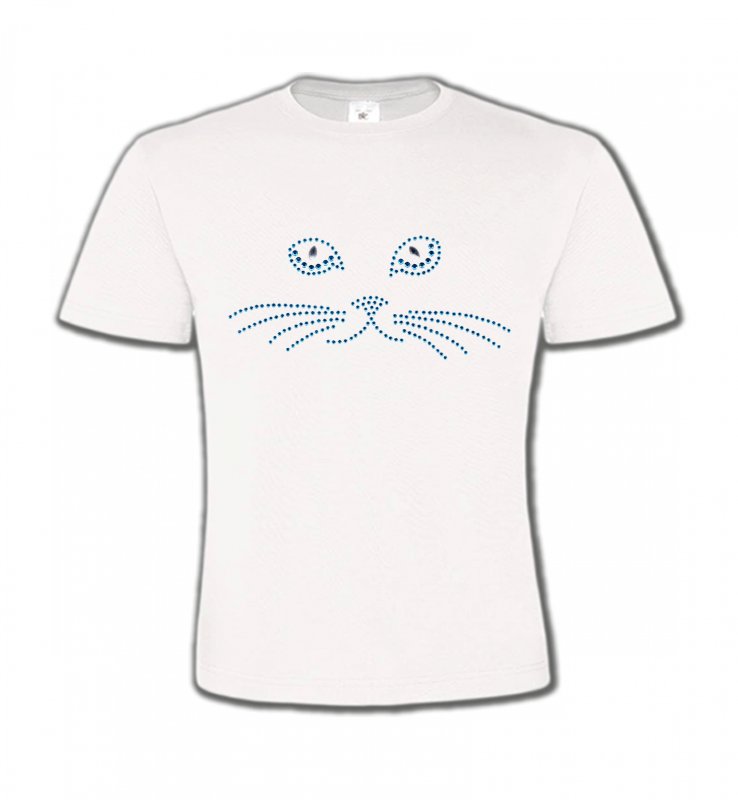 T-Shirts Col Rond Enfants Races de chats Strass Chat bleu