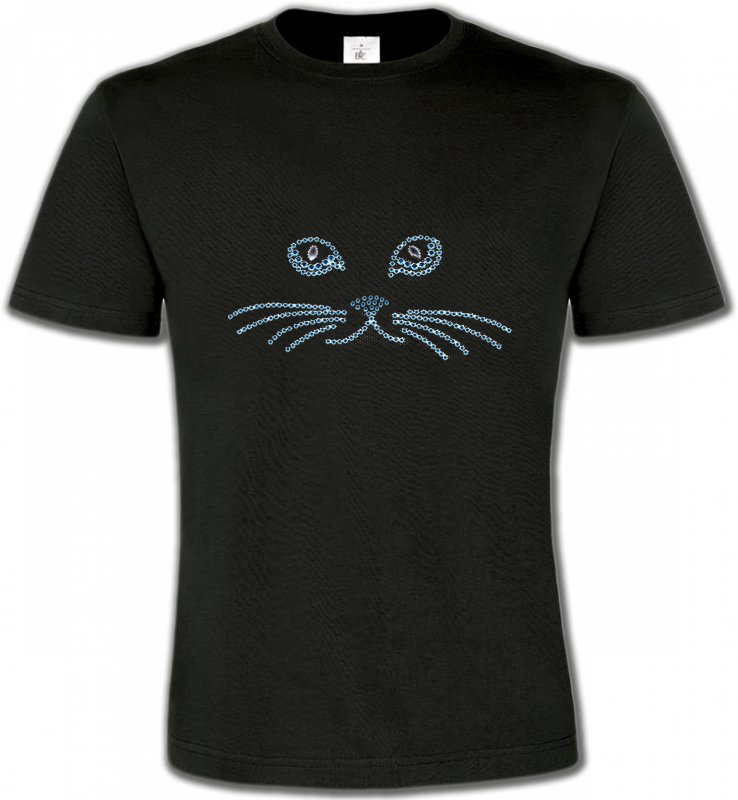 T-Shirts Col Rond Unisexe Races de chats Strass Chat bleu