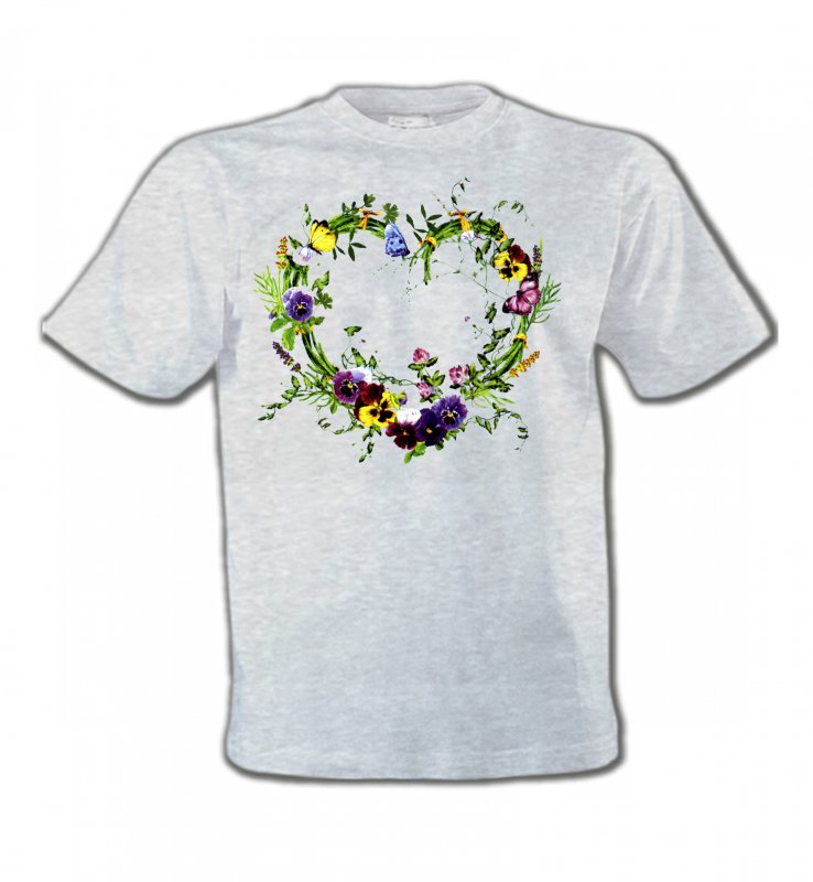 T-Shirts Col Rond Enfants Fleurs/Romantique Coeur en fleur